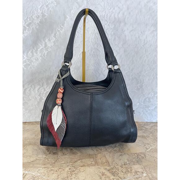 Cole Haan Black slouchy pebbled leather triangle black bag - Picture 1 of 8